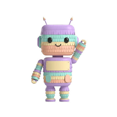 Piñabot, la mascota de Iventlan, saludando